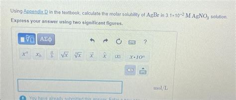 Solved Using Appendix D In The Textbook Calculate The Molar