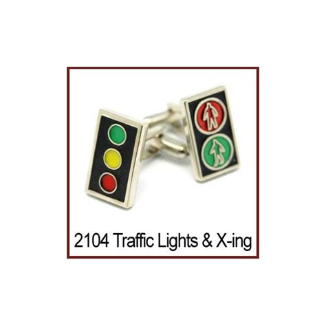 Pedestrian And Traffic Lights Silver Novelty Cufflinks