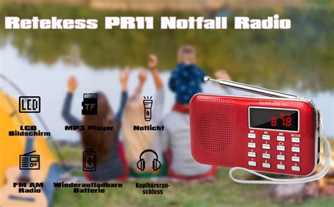 Retekess PR11 Radio FM AM Portable Petite Radio Avec Lecteur MP3 Rouge