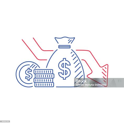 Money Loss Vector Illustration In Flat Cartoon Cash With Down Arrow