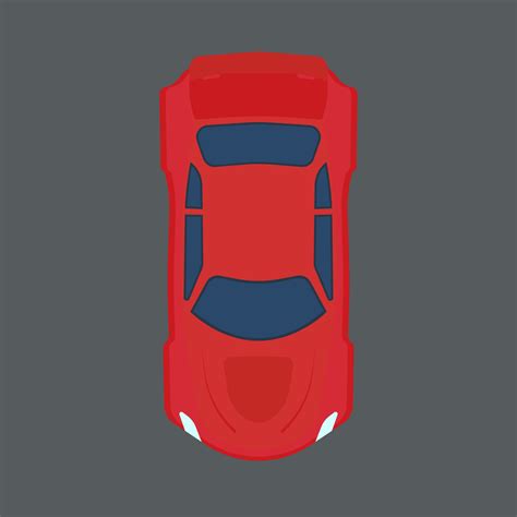 Car top view vector icon. Red traffic cartoon auto vehicle above. Speed ...