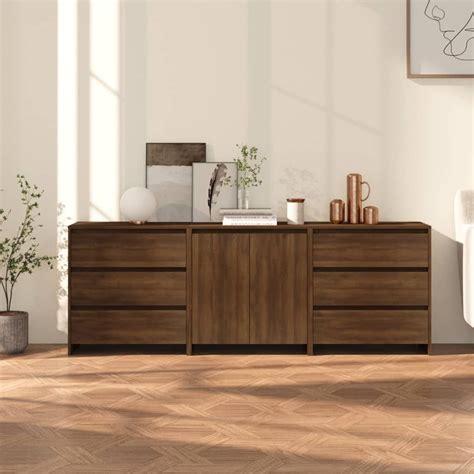 Piece Sideboard Brown Oak Engineered Wood Hapyx Parket Dressoirs