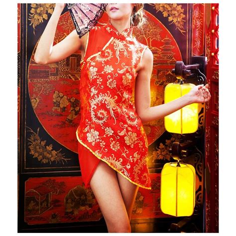 Red Golden Two Tones Sexy Cheongsam Singapore Lingerie Store