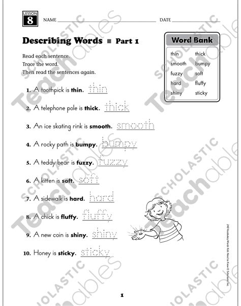 Describing Words Worksheet For Grade 1