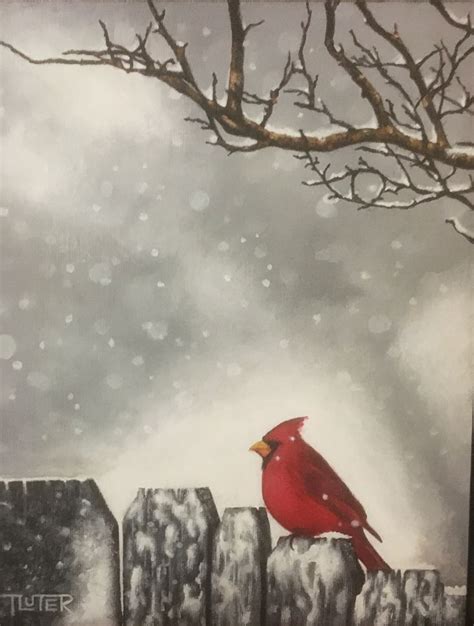 Winter Cardinal | Painting, Art, Winter cardinal