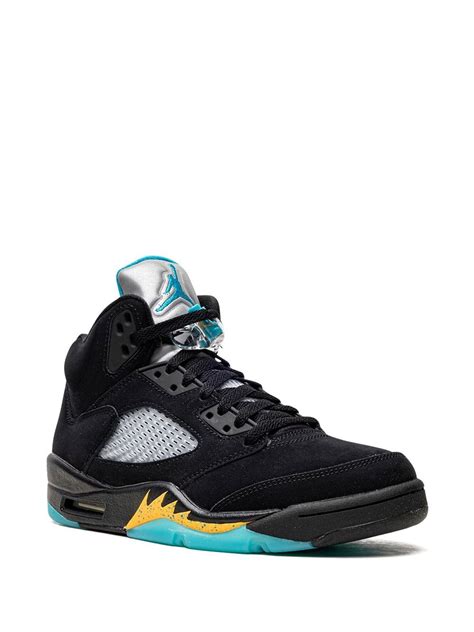 Jordan Air 5 Retro Aqua Sneakers In Black/aquatone/taxi | ModeSens