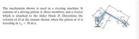 Solved The Mechanism Shown Is Used In A Riveting Machine It Chegg