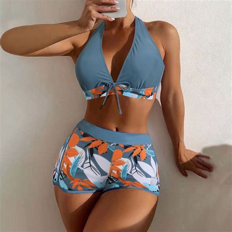 Women S Sexy Thong Bottom Two Piece Bikini Double Shoulder Straps Cute