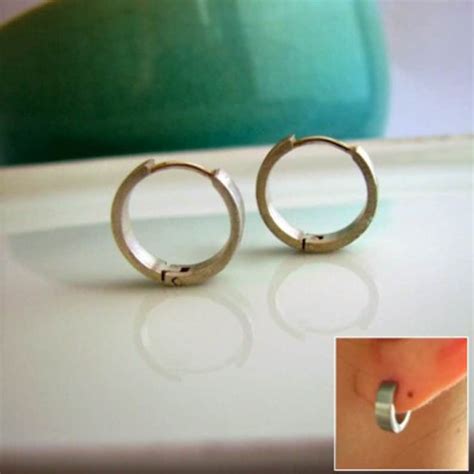 925 Sterling Silver Earrings Hoop Huggie Matte Brushed Etsy