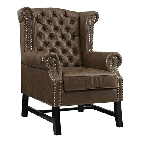 Leather Club Chair In Brown Throne