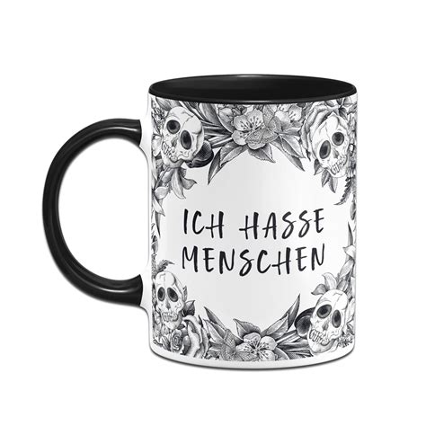 Tasse Ich Hasse Menschen 💀 Skull Statement Tassenbrennerei