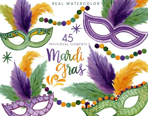 Watercolor Mardi Gras Fest Sublimation Png Design Hand Drawn Etsy