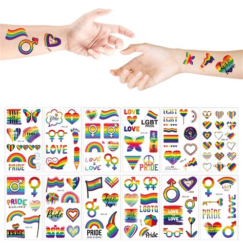 Amazon Pcs Rainbow Temporary Tattoos Pride Temporary Tattoos