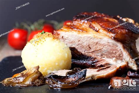 Bayerischer Schweinebraten Mit Kn Del Stock Photo Picture And Rights