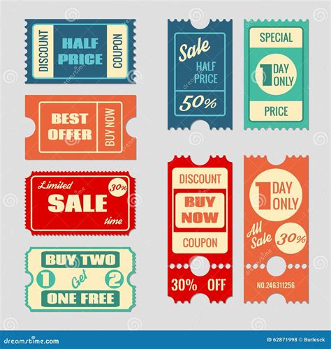 Sale Tickets Vector Collection Stock Vector - Illustration of paper ...