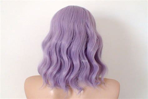 Pastel Smoky Lavender Wig 16 Wavy Hair Wig Lace Front Etsy