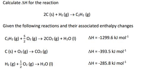 Solved Calculate Δh For The Reaction 2csh2 G→c2h2 G