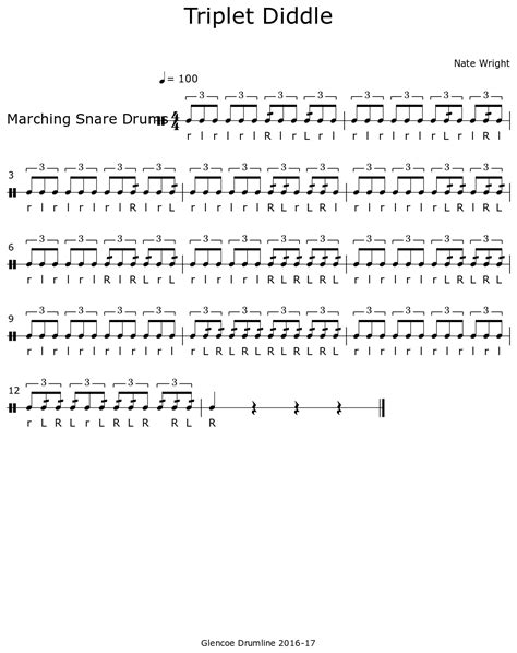 Triplet Diddle Sheet Music For Marching Bass Drums