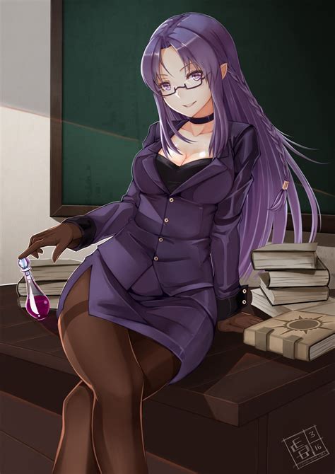 Purple Haired Female Anime Character Illustration Caster Fate Stay