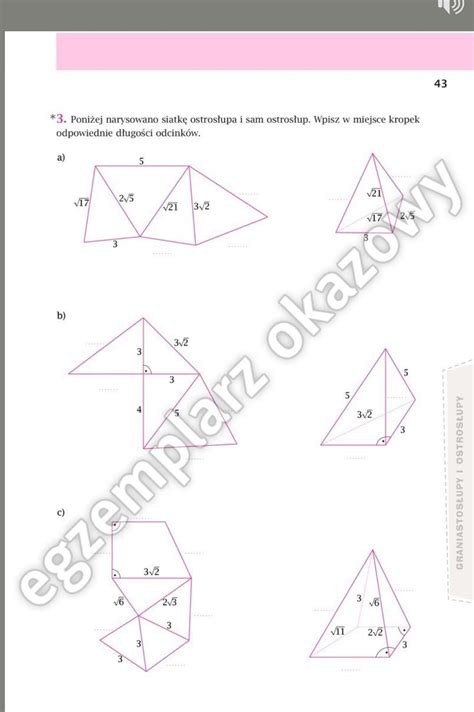 3 Poniżej Narysowano Siatkę Ostrosłupa I Sam Ostrosłup Wpisz W