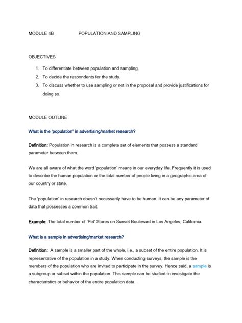 Module 4B Population and Sampling | PDF | Sampling (Statistics ... 
