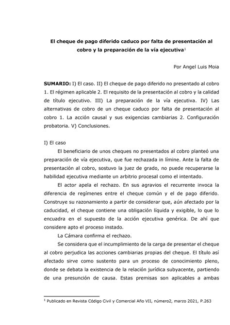 El cheque de pago diferido caduco por falta de presentación II El