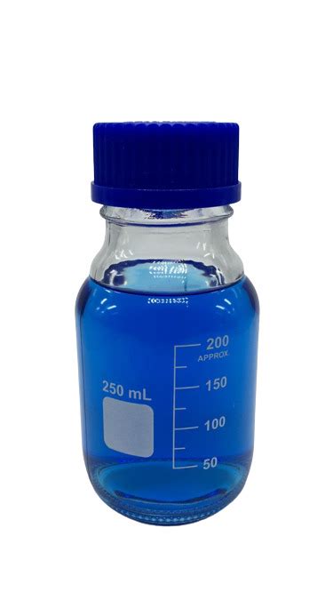 Frasco Reagente Graduado 250ml Tampa Azul Rosqueável Perfecta