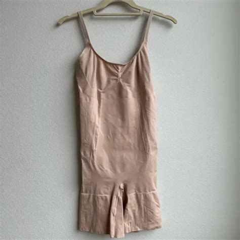 Spanx One Piece Full Cover Mid Thigh Bodysuit Nude Compressing Shape Wear Large Picclick Uk