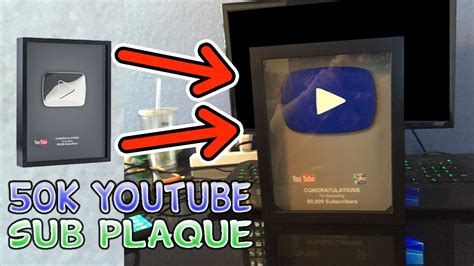 Custom Youtube Blue Play Button Plaque For 50000 Subscribers Youtube