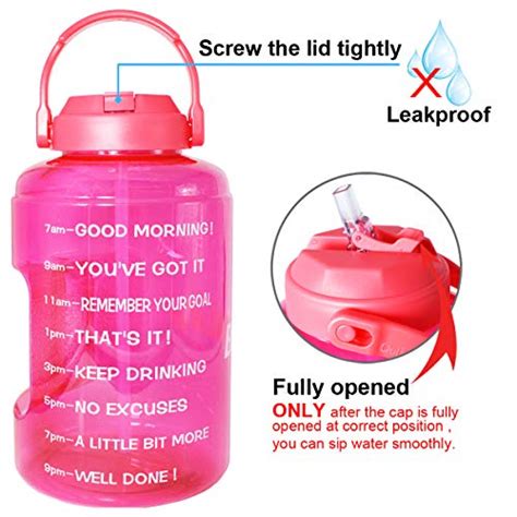 BuildLife Gallon Water Bottle With Straw Motivational Time Marker BPA