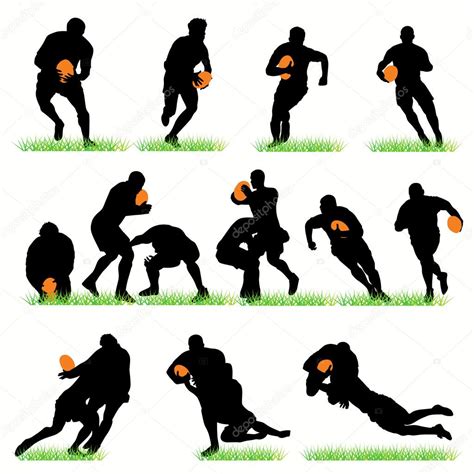 14 Rugby Players Silhouettes Set — Stock Vector © Kaludov 6828717