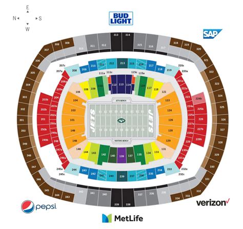 MetLife Stadium Seating Plan Seating Plans Of Sport Arenas Around The