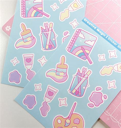 Creative Magic Artist Sticker Sheet Kawaii Girl Artist Etsy