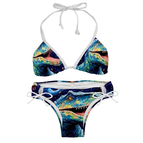 Starry Dinosaur Chic Bikini Set With Detachable Sponge Adjustable