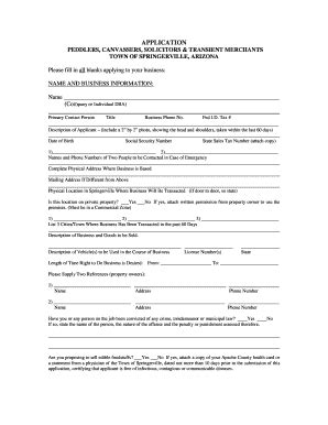 Fillable Online Springervilleaz Business License Application Town Of