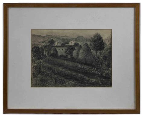 Achille Lega Paesaggio Disegno A Carboncino 1928 In Vendita Su Pamono