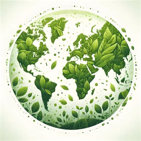 Premium Photo Ecology Concept With World Map Made Of Green Leaves