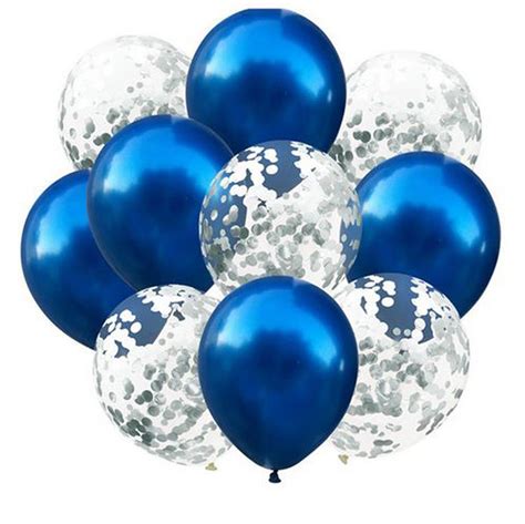 10 Pack Of Blue Silver Balloons 5 Metallic Blue And 5 Silver Etsy UK