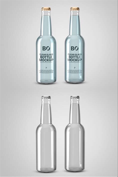 Free Clear Beverage Glass Bottle Mockup