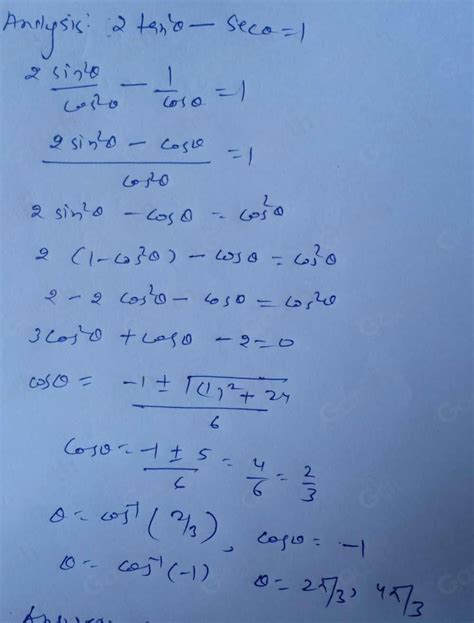 Solved Determine All The Solutions Of The Trigonometric Equation 2tan