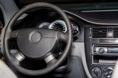 Interior of a Modern Luxury Car. Steering Wheel Stock Image - Image of ...