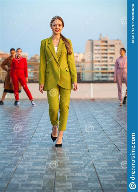 Young Fashion Model Posing On The Roof Stock Image Image Of Autumn