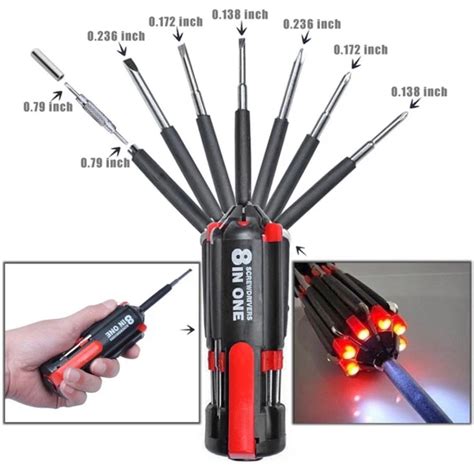 8 In 1 Multi Screwdriver 6 LED Work Light Multifunction Etsy