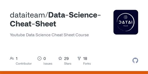 Github Dataiteam Data Science Cheat Sheet Youtube Data Science Cheat Sheet Course