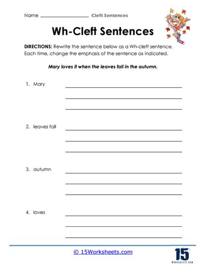 Cleft Sentences Worksheets 15 Worksheets