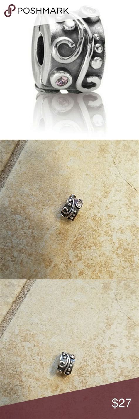 Pandora Tendril Pink CZ Clip EUC Authentic Pandora Clips Sterling