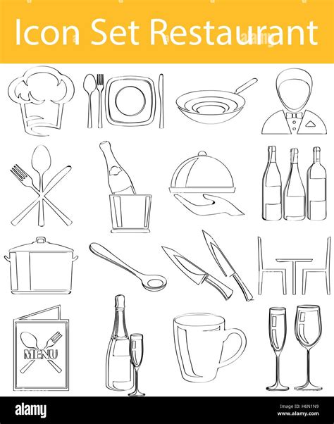 Drawn Doodle Lined Icon Set Restaurant I With 16 Icons For The Creative