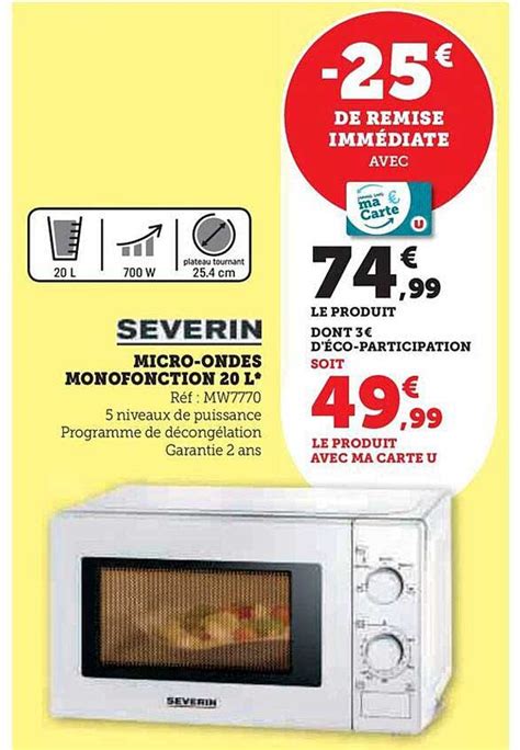 Promo Micro Ondes Monofonction L Severin Chez Hyper U Icatalogue Fr