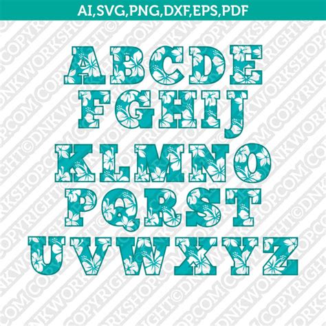 Hawaii Hawaiian Hibiscus Letters Fonts Alphabet SVG Cut File Cricut ...