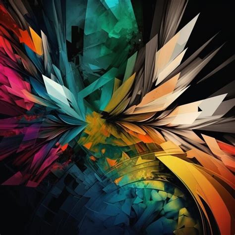 Premium AI Image | Abstract art of colorful shapes on a black ...